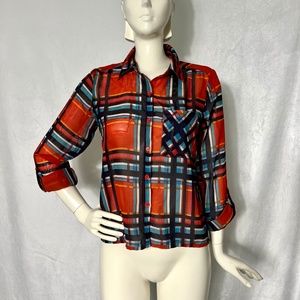 Ali & Kris Orange Plaid Blouse
